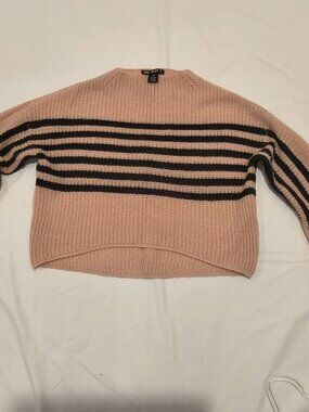 Say What? Pink and navy stripe sweater Bell sleeves Size XS